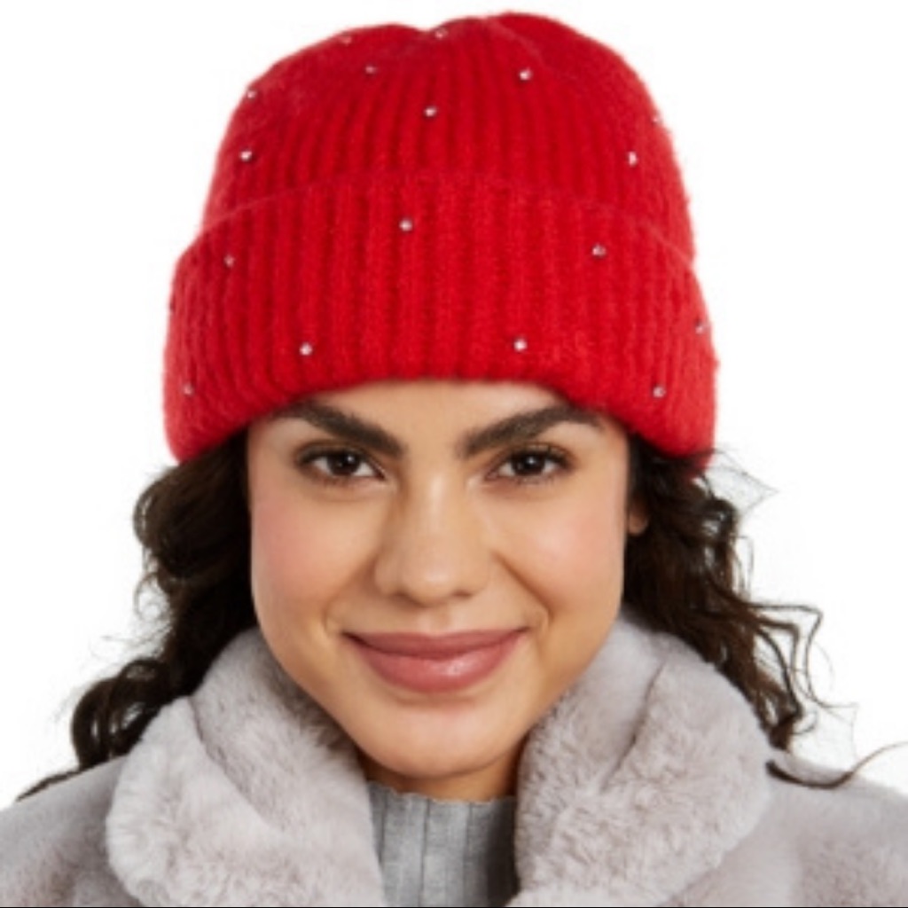 Inc Allover Gemstone Beanie Red